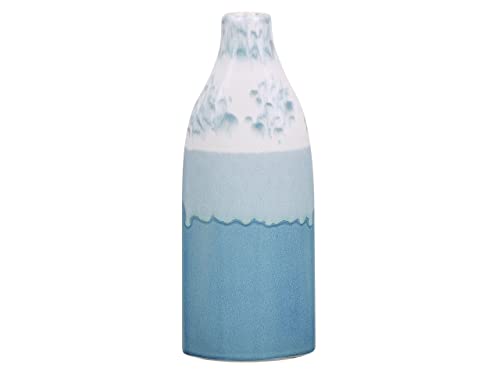 Blumenvase Steinzeug 30 cm weiß / blau hoch Deko Glamourös Modern Callipolis von Beliani