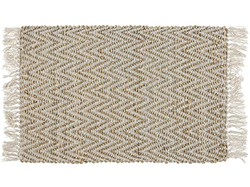 Boho Teppich Jute Baumwolle beige rechteckig 50x80 Zackenmuster zweiseitig Afrin von Beliani