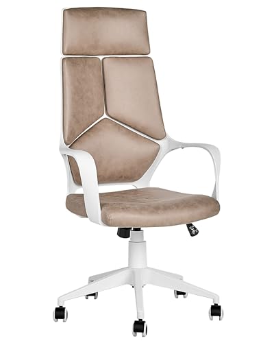 Bürostuhl beige höhenverstellbar mit Armlehnen bremsbaren Rollen modern Delight von Beliani