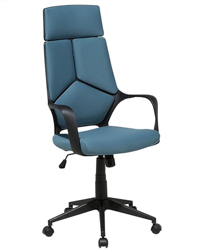 Bürostuhl blau höhenverstellbar mit Armlehnen bremsbaren Rollen modern Delight von Beliani