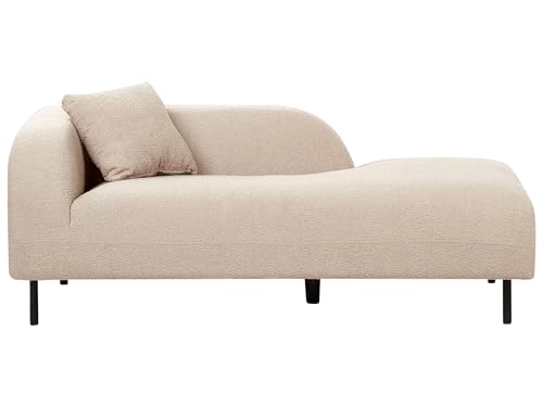 Chaiselongue Bouclé beige Taupe Links mit Kissen Retro Metallgestell Le Crau von Beliani