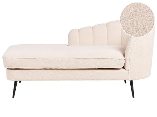 Chaiselongue Bouclé beige rechts mit Lehne Muschelform Metallbeine schwarz Allier Chaiselongue Bouclé beige rechts mit Lehne Muschelform Metallbeine schwarz Allier von Beliani
