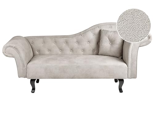 Chaiselongue Samt beige taupe rechts gesteppt Kissen Chesterfield-Stil Lattes II von Beliani