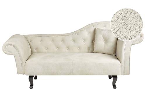Chaiselongue Samt hell beige rechts gesteppt Kissen Chesterfield-Stil Lattes II von Beliani