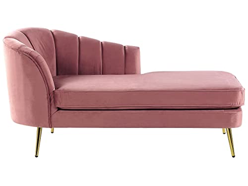 Chaiselongue Samt rosa links mit Lehne Muschelform Metallbeine gold Glam Allier Chaiselongue Samt rosa links mit Lehne Muschelform Metallbeine gold Glam Allier von Beliani