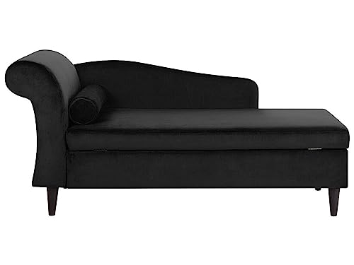 Chaiselongue Samt schwarz linksseitig mit Kissen modern Luiro von Beliani