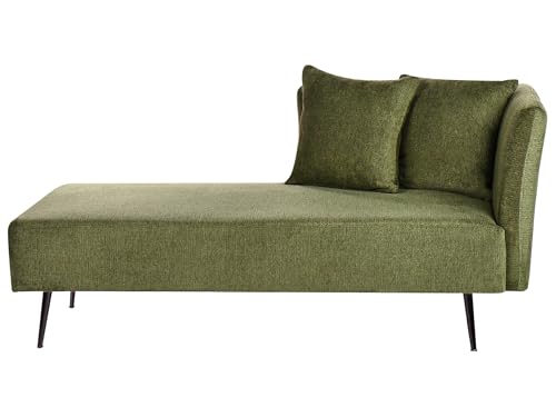 Beliani Chaiselongue Stoff grün rechtsseitig mit Kissen Lehne Metallgestell modern Riom von Beliani