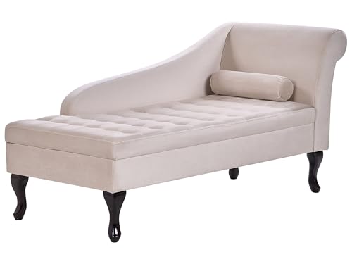 Chaiselongue rechtsseitig Samt beige mit Lehne Bettkasten Dekokissen Pessac Chaiselongue rechtsseitig Samt beige mit Lehne Bettkasten Dekokissen Pessac von Beliani