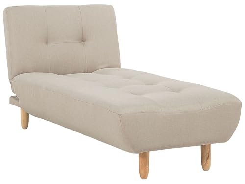 Beliani Chaiselounge Stoffbezug beige gesteppt verstellbare Lehne Retro-Stil Alsten von Beliani