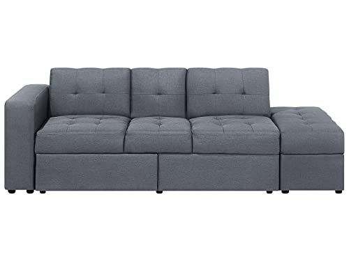 Couch Gästebett Sofa 3er Dreisitzer mit Bettkasten dunkelgrau modern Falster von Beliani