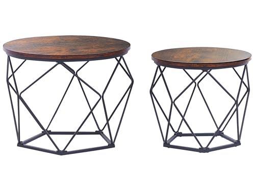 Couchtisch 2er Set dunkler Holzfarbton/schwarz Metallbeine Diamant-Form Bruni Couchtisch 2er Set dunkler Holzfarbton/schwarz Metallbeine Diamant-Form Bruni von Beliani