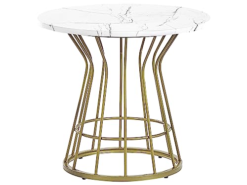 Couchtisch Marmor Optik weiß mit Metallgestell gold rund 50 cm Glamour Concan von Beliani