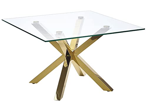 Beliani Couchtisch transparent Glas mit Metallgestell quadratisch 70x70cm Gold Starlight Beliani Couchtisch transparent Glas mit Metallgestell quadratisch 70x70cm Gold Starlight von Beliani