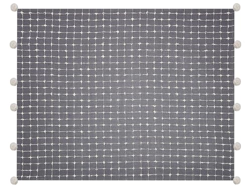 Beliani Decke Baumwolle grau 125 x 150 cm mit Bommeln Wohndecke Überwurf Modern Yasam von Beliani