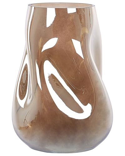 Deko Blumenvase Glas braun 27 cm geschwungen mit breiter Öffnung Modern Imeros von Beliani