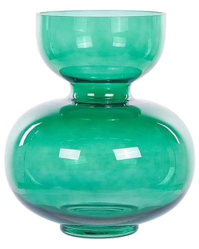 Deko Blumenvase Glas grün 27 cm bauchig mit schmalem Hals Modern Palaia von Beliani