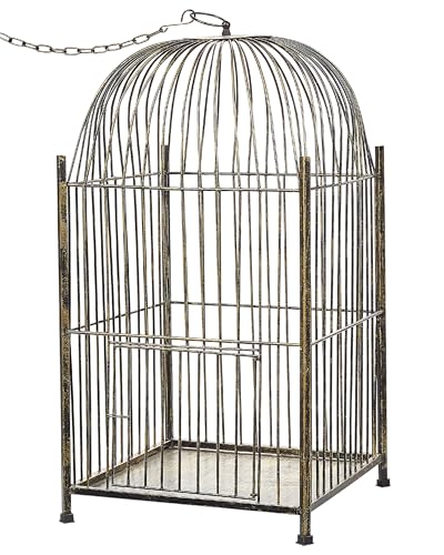 Deko Laterne Vogelkäfig aus Eisen Gold 62 cm Vintage Look Antik Optik Comoros von Beliani
