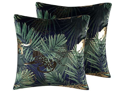 Dekokissen 2er Set 45x45 cm Polyester Dschungel-Muster dunkelgrün Bellerose Dekokissen 2er Set 45x45 cm Polyester Dschungel-Muster dunkelgrün Bellerose von Beliani