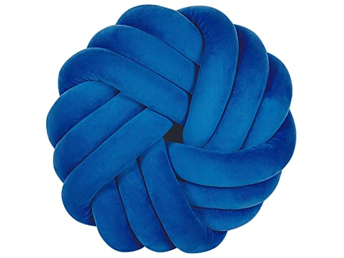 Dekokissen Knotenoptik 30 x 30 cm Geflecht Polyester Ovalform blau Akola von Beliani