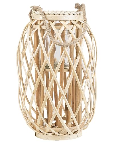 Dekolaterne Weidenholz hellbraun 40 cm mit Kerzenhalter Griff Modern Mauritius Dekolaterne Weidenholz hellbraun 40 cm mit Kerzenhalter Griff Modern Mauritius von Beliani