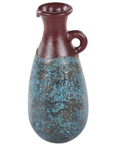 Dekovase Terrakotta blau/braun 40 cm hoch Antik Römisch Velia von Beliani