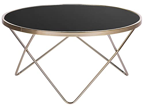 Designer Couchtisch rund schwarz/Gold Meridian von Beliani