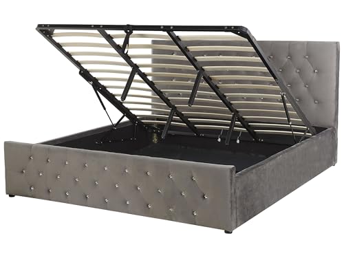 Doppelbett in Grau mit Bettkasten Lattenrost 180x200 cm Chesterfield Stil Amiens Doppelbett in Grau mit Bettkasten Lattenrost 180x200 cm Chesterfield Stil Amiens von Beliani