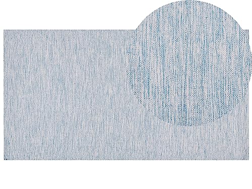 Teppich Baumwolle blau rechteckig 80x150 cm handgewebt Kurzhaar Skandi Derince von Beliani