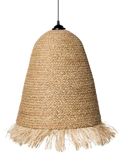 Elegante Pendelleuchte aus Wasserhyazinthe und Bananenfaser mit Fransen im Boho-Stil handgefertigt für Wohn- und Esszimmer natürliche Beleuchtung von Arys Elegante Pendelleuchte aus Wasserhyazinthe und Bananenfaser mit Fransen im Boho-Stil handgefertigt für Wohn- und Esszimmer natürliche Beleuchtung von Arys von Beliani