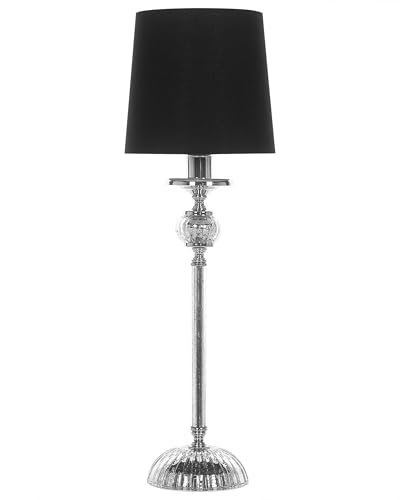 Elegante Tischlampe Lampenschirm aus Polyester Lampenfuß aus Glas schwarz Kubena Elegante Tischlampe Lampenschirm aus Polyester Lampenfuß aus Glas schwarz Kubena von Beliani