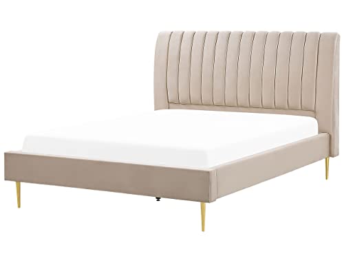 Elegantes Doppelbett beige aus Samtstoff 180 x 200 cm Marville von Beliani