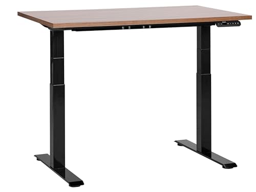 Beliani Elektrisch höhenverstellbarer Schreibtisch USB braun/schwarz 120x72cm DESTINES von Beliani