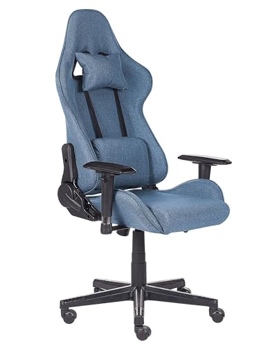 Ergonomischer Gaming-Stuhl Stoff Verstellbare Armlehnen Blau Warrior von Beliani