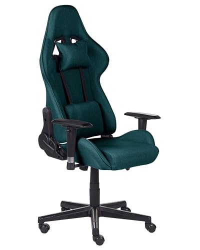 Ergonomischer Gaming-Stuhl Stoff Verstellbare Armlehnen Grün Warrior von Beliani