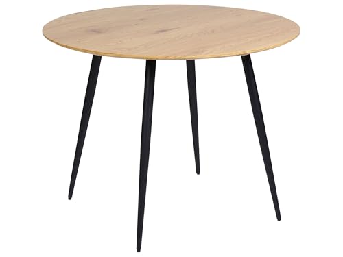 Beliani Esstisch Heller Holzfarbton/schwarz 100 cm rund MDF-Platte Stahl Bjorka Beliani Esstisch Heller Holzfarbton/schwarz 100 cm rund MDF-Platte Stahl Bjorka von Beliani