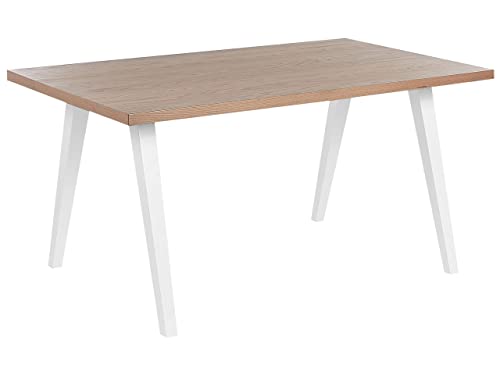 Beliani Esstisch Heller Holzfarbton mit Holzgestell weiß 150 x 90 cm Modern Lenister Beliani Esstisch Heller Holzfarbton mit Holzgestell weiß 150 x 90 cm Modern Lenister von Beliani
