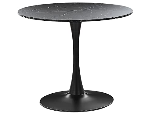 Esstisch schwarz Marmor Optik 90 cm rund MDF-Platte Metall Boca Esstisch schwarz Marmor Optik 90 cm rund MDF-Platte Metall Boca von Beliani