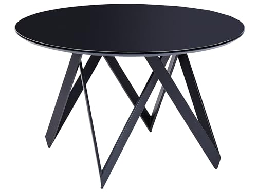 Beliani Esstisch schwarz glänzend 120 cm rund MDF-Platte Stahl für Esszimmer Oxhill von Beliani