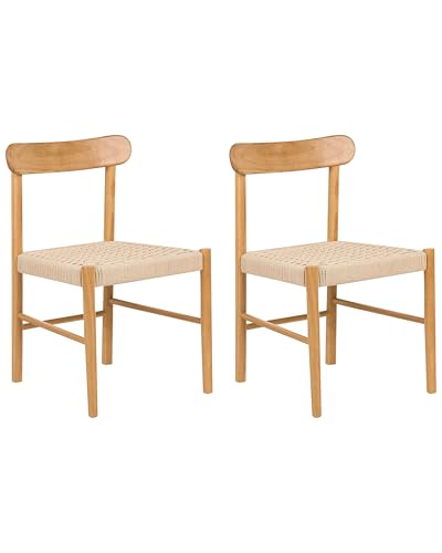 Esszimmerstühle 2er Set Gummibaumholz Papierkordel braun/beige Eagan von Beliani