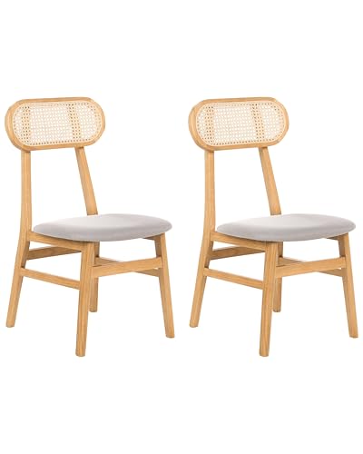 Esszimmerstühle 2er Set Gummibaumholz Rattan Wiener Geflecht hell braun Fallon Esszimmerstühle 2er Set Gummibaumholz Rattan Wiener Geflecht hell braun Fallon von Beliani