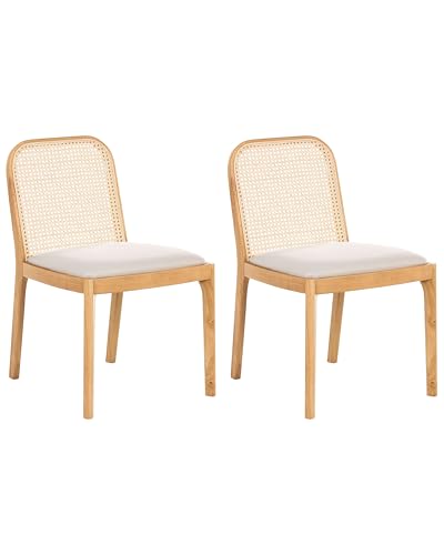 Esszimmerstühle 2er Set Gummibaumholz Rattan braun/hell beige Edina von Beliani