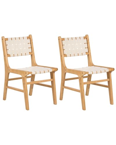 Esszimmerstühle 2er Set Holz Kunstleder Sitz hell braun/hell beige Humble von Beliani