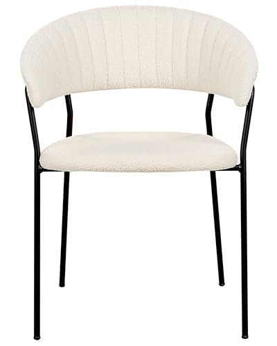 Esszimmerstühle 2er Set aus Bouclé Stoff weiß schwarze Beine Creme Mariposa Esszimmerstühle 2er Set aus Bouclé Stoff weiß schwarze Beine Creme Mariposa von Beliani