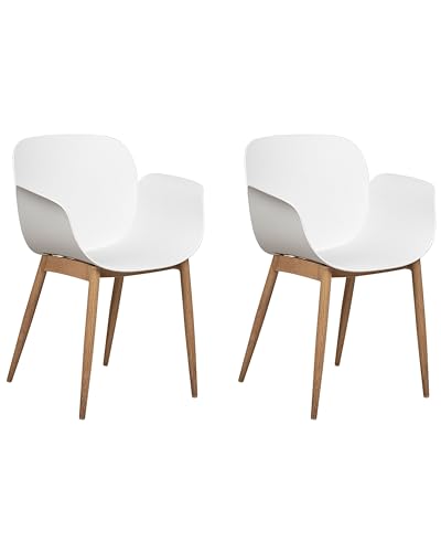 Esszimmerstühle 2er Set aus Kunststoff weiß / heller Holzfarbton modern Abilene Esszimmerstühle 2er Set aus Kunststoff weiß / heller Holzfarbton modern Abilene von Beliani