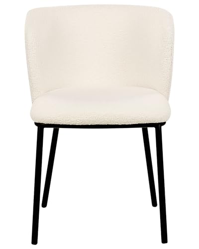 Beliani Esszimmerstühle Bouclé 2er Set Creme weiß Schwarze Beine gepolstert Mina von Beliani