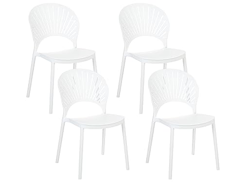 Esszimmerstühle Kunststoff weiß 4er Set für den Innen- und Außenbereich Ostia von Beliani