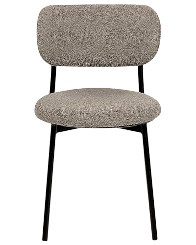 Esszimmerstuhl 2er Set Bouclé beige Taupe Metallbeine schwarz modern Casey von Beliani