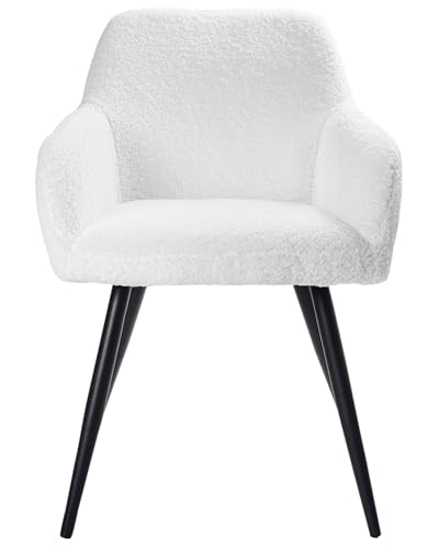 Esszimmerstuhl 2er Set Bouclé weiß mit Metallbeinen schwarz modern Casmalia von Beliani
