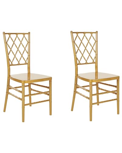 Esszimmerstuhl 2er Set Kunststoff gold Bambus-Optik Retro Design Stuhl Clarion von Beliani