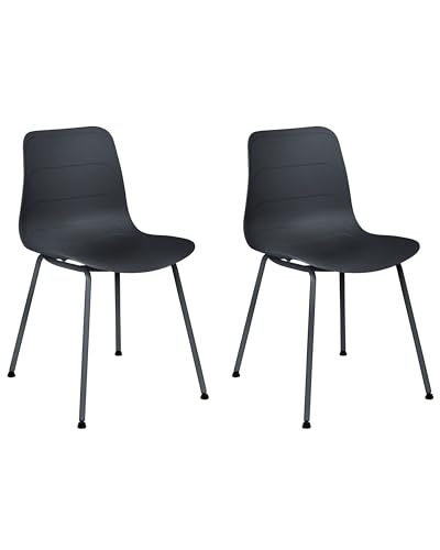 Esszimmerstuhl 2er Set Kunststoff schwarz mit Metallbeinen Modern Skandi Loomis Esszimmerstuhl 2er Set Kunststoff schwarz mit Metallbeinen Modern Skandi Loomis von Beliani